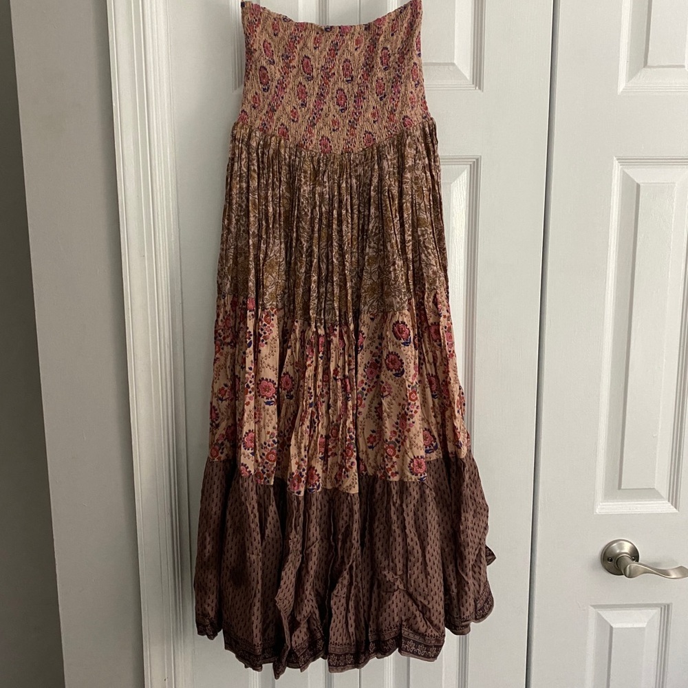 Free People Patchwork Maxi Skirt Strapless Dress